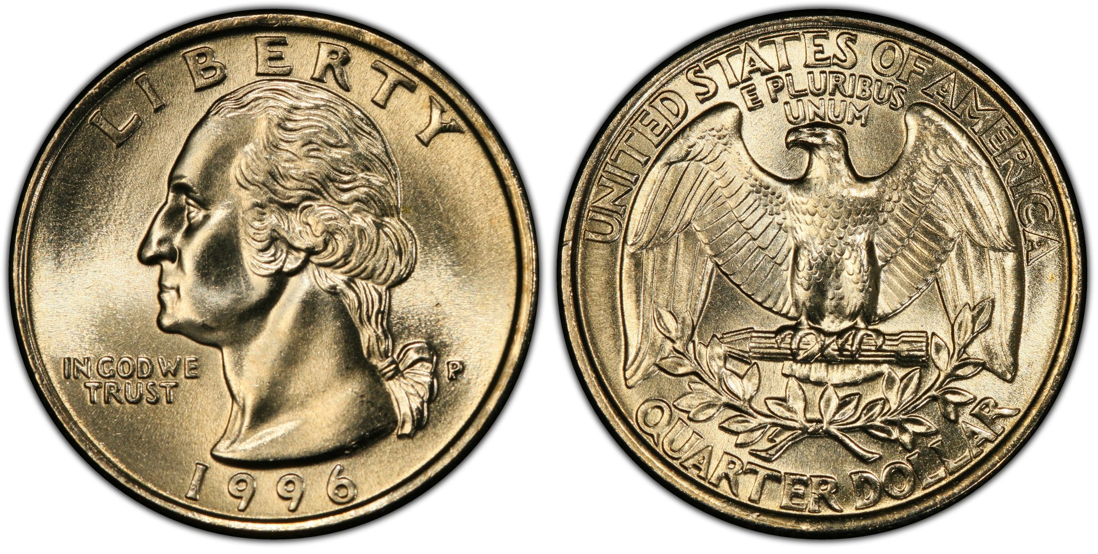 1996 Washington Quarter obverse and reverse showing George Washington portrait and eagle design